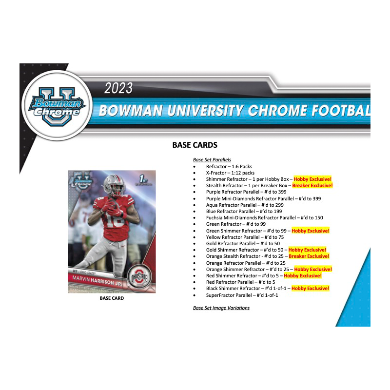 2023 Bowman University Chrome Football Hobby Box | Giant