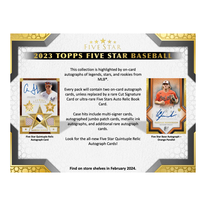 rare 2023 baseball cards Topps Five Star Hobby Box 2023 Topps Series 1 Baseball