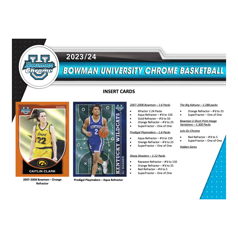 2025/24 Bowman University Chrome Basketball Hobby Box
