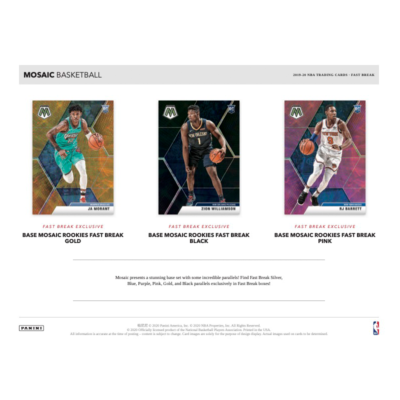 【NBA】2019-2020 Panini Mosaic FAST BREAK 2019-20 Panini Mosaic Basketball Fast Break Hobby Sealed Box