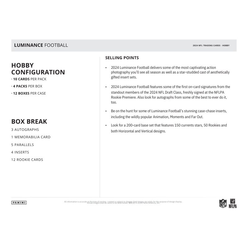 2025 Panini Luminance Football Hobby Box