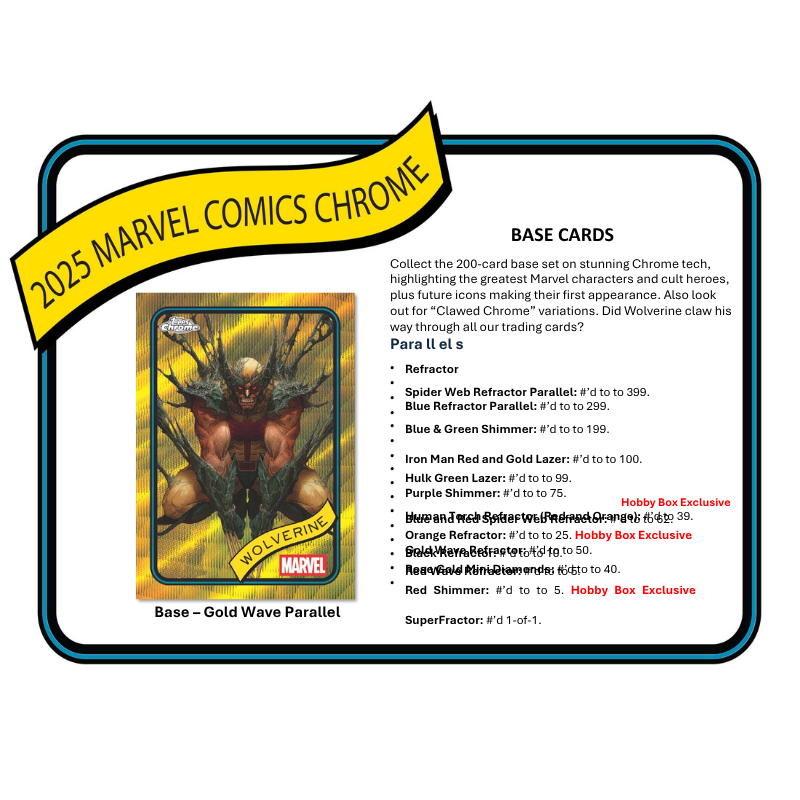 tmnt collector booster box mtg 2025 Topps Marvel Chrome Hobby Box