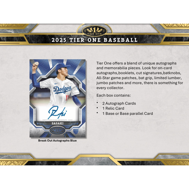 その他 TOPPS TIER ONE 2025 Topps Tier One Baseball Hobby Box – Trading Card Market